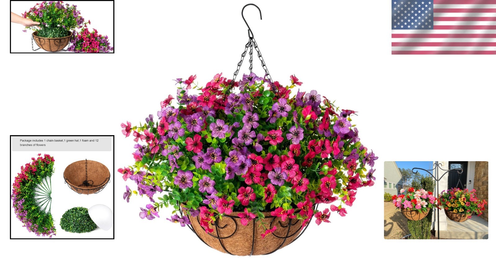Colorful Daisy Eucalyptus Hanging Basket