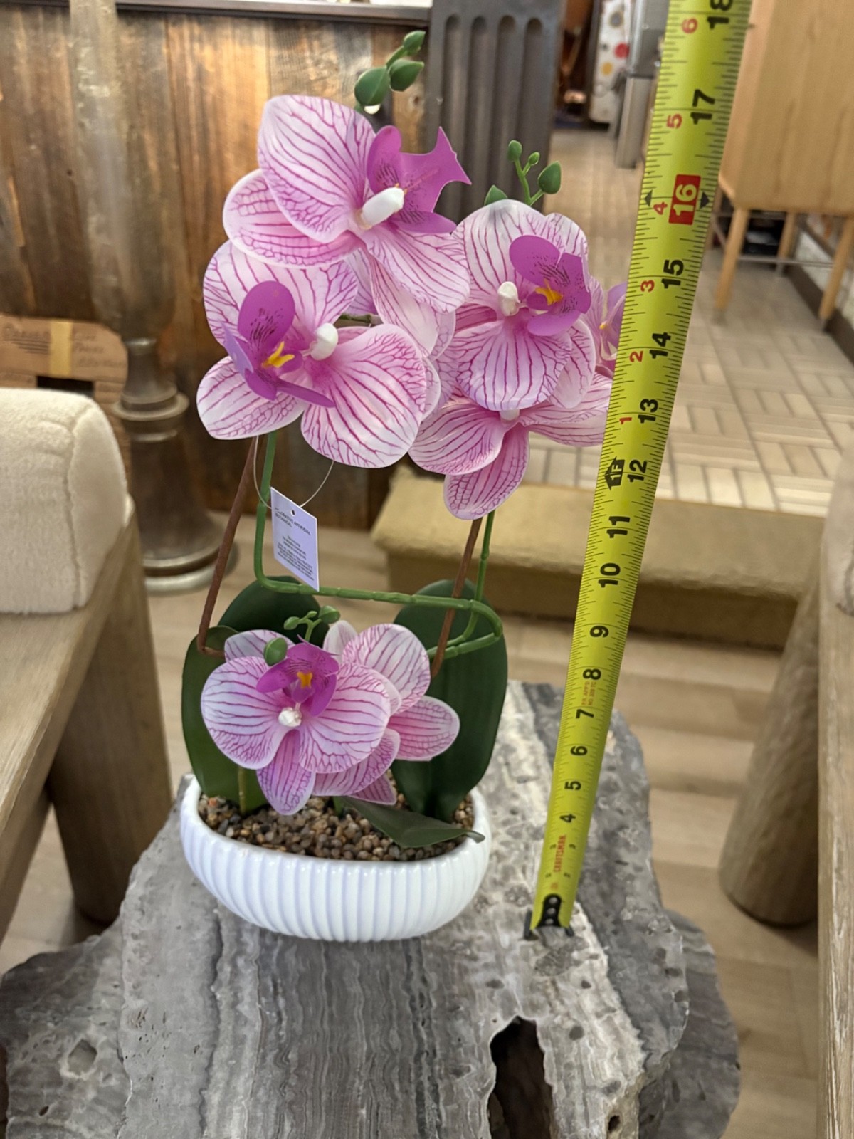 NWT 17 inch Faux Purple Decorative Orchid with Planter