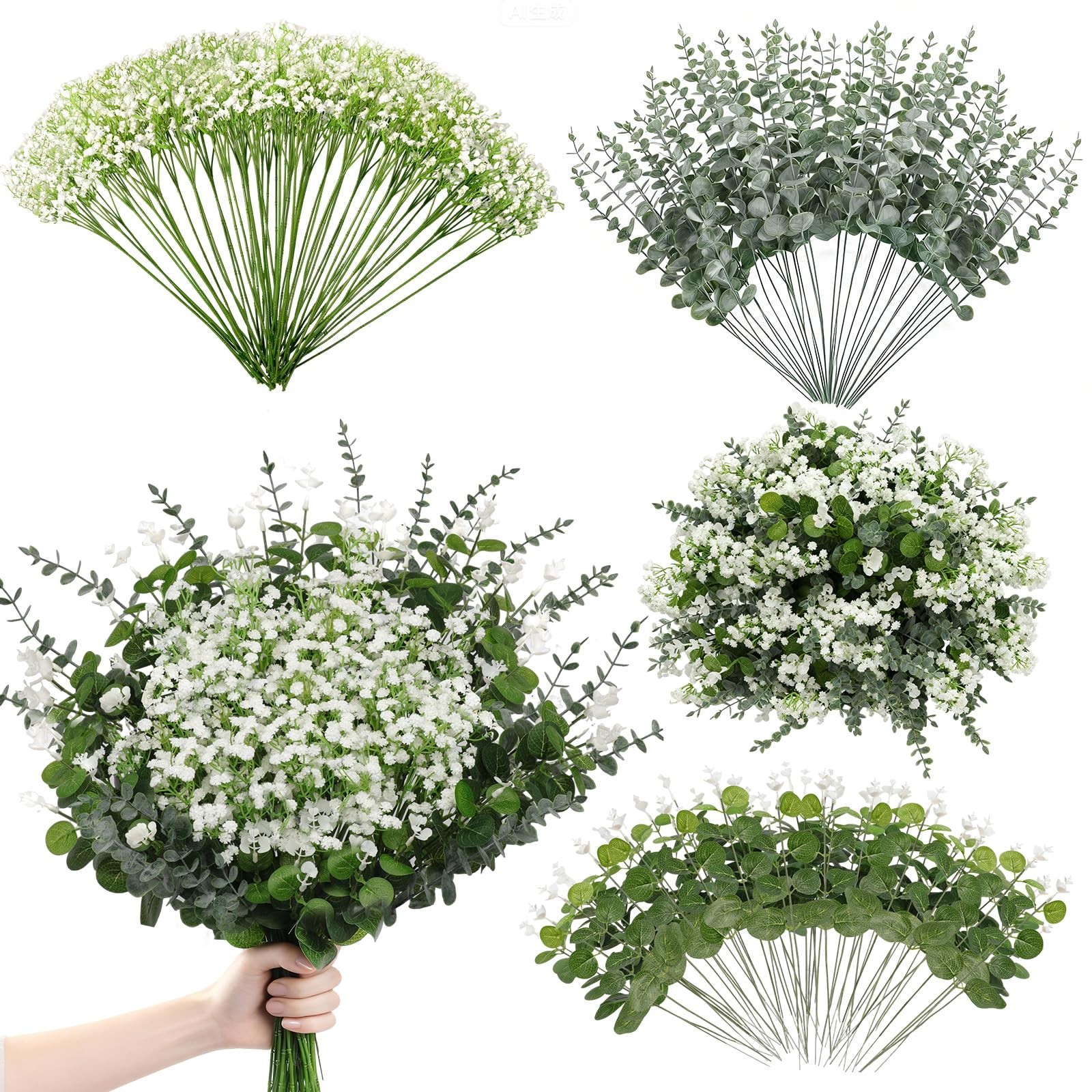 110pcs Mixed Faux Greenery: Real Touch Babys Breath Artificial Flowers Bulk, …