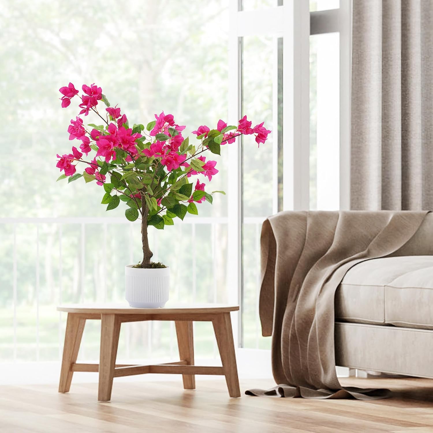 2 Pack Artificial Bougainvillea Tree, 2.5FT Faux Bougainvillea Plant with
