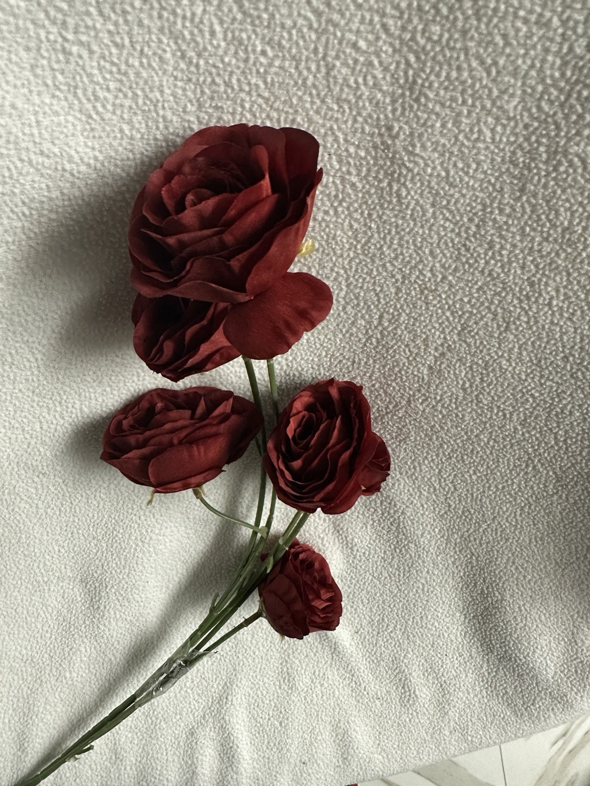 Real Touch Burgundy Artificial Roses 6Pcs/Bunch Faux Silk Flower Bouquet Decor
