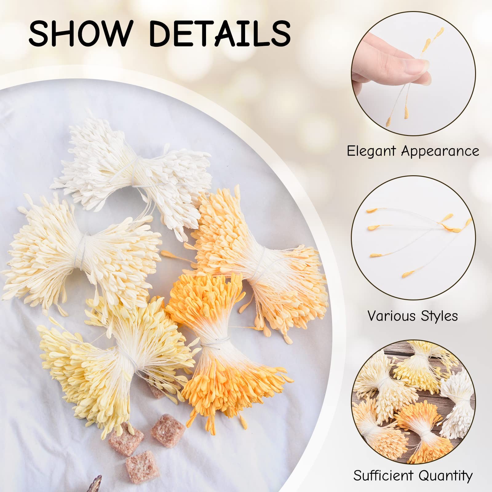 1700 Pcs Stamens for Crafts, Matte Malt-Shaped Simulated Stamens for Artifici…