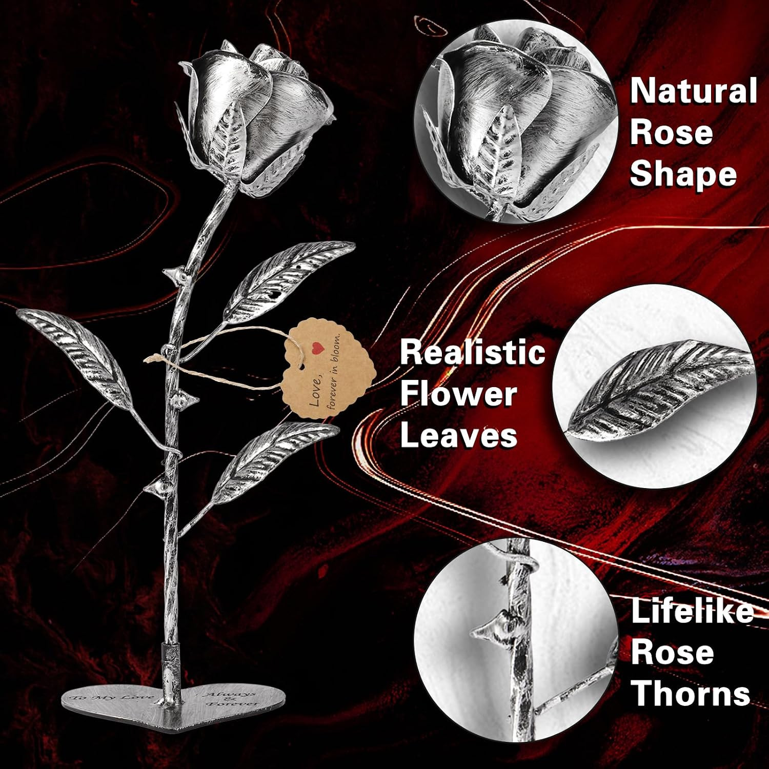 Everlasting Iron Rose Handmade Metal Flower 6Th for Her 6 Year Wedding