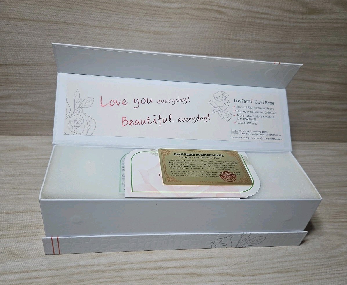 ** NEW In Box ** LovFaith Real Rose Dipped 24K Gold, Red
