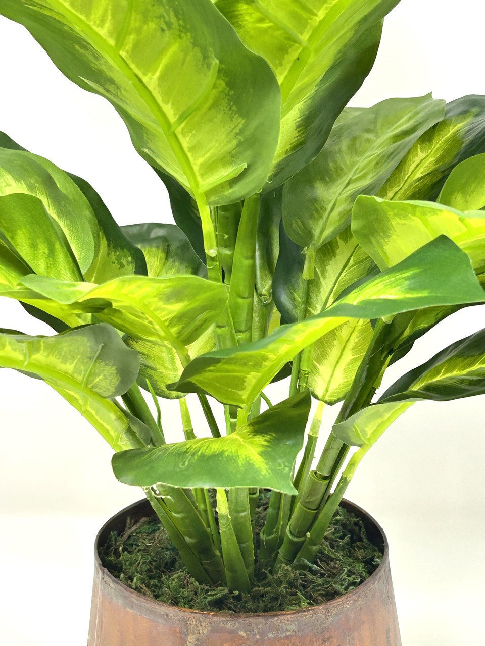 18″ Lg Artificial AGLAONEMA DIEFFENBACHIA faux Silk plant in Copper Pot