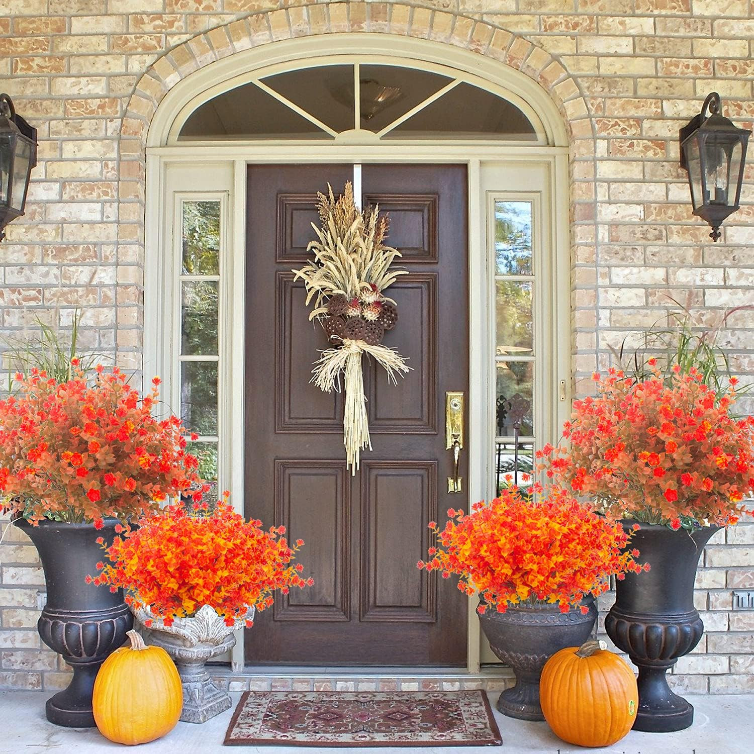 Artificial Fall Flowers, Fake Outdoor UV Resistant Autumn Plants for Home Kitche