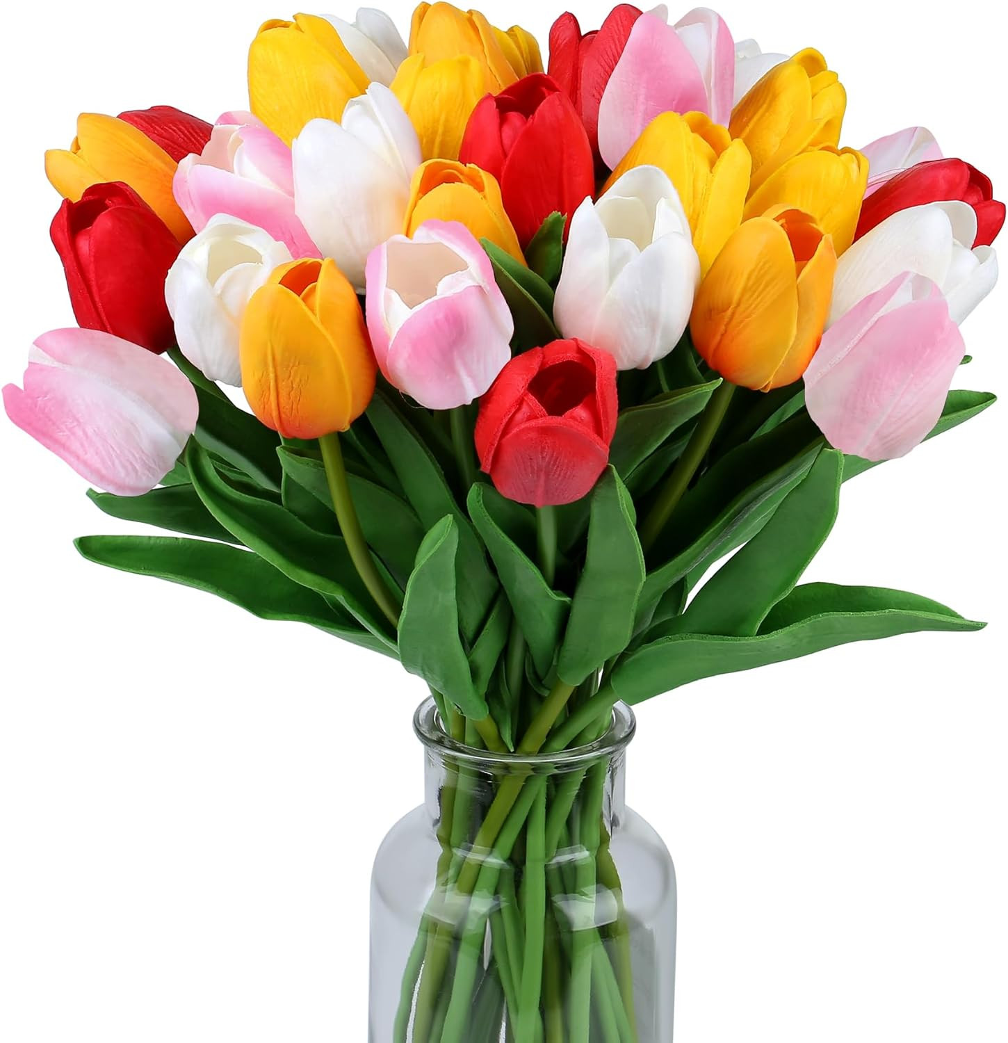 Fake Tulips 15Pcs Real Touch PU Artificial Flower Assorted Colors | for Spring K