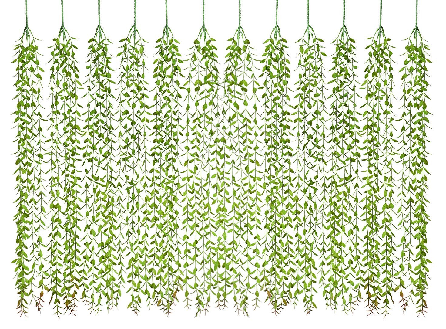12pcs Artificial Vines Fake Greenery Garland Willow Leaves with Total 60 Stem…