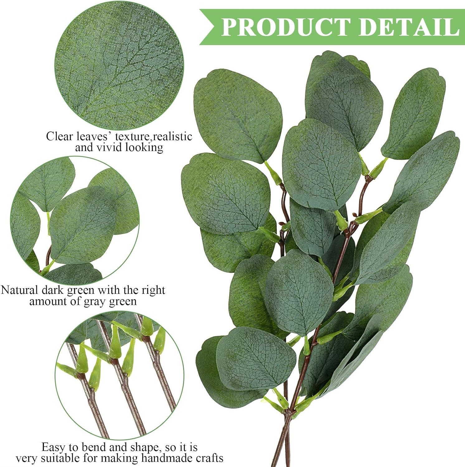 30 Pieces Artificial Eucalyptus Leaves Stems Eucalyptus Long Greenery for Holid