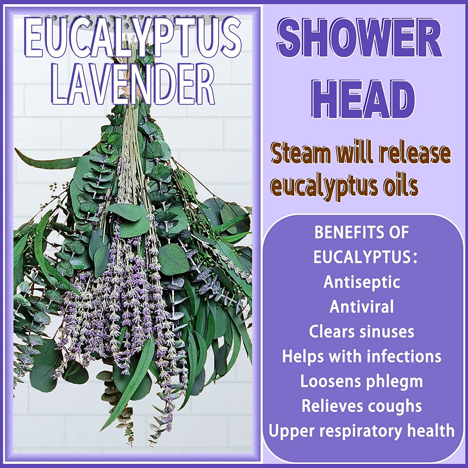 52 PCS Mix Dried Eucalyptus & Lavender Flowers Bundles for Shower, 17” Natural