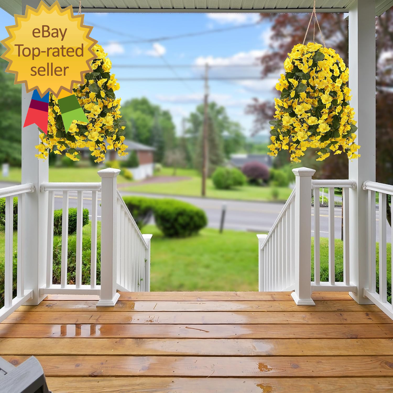 Artificial Fake Hanging Flowers Plants for Outdoor outside Spring Summer
