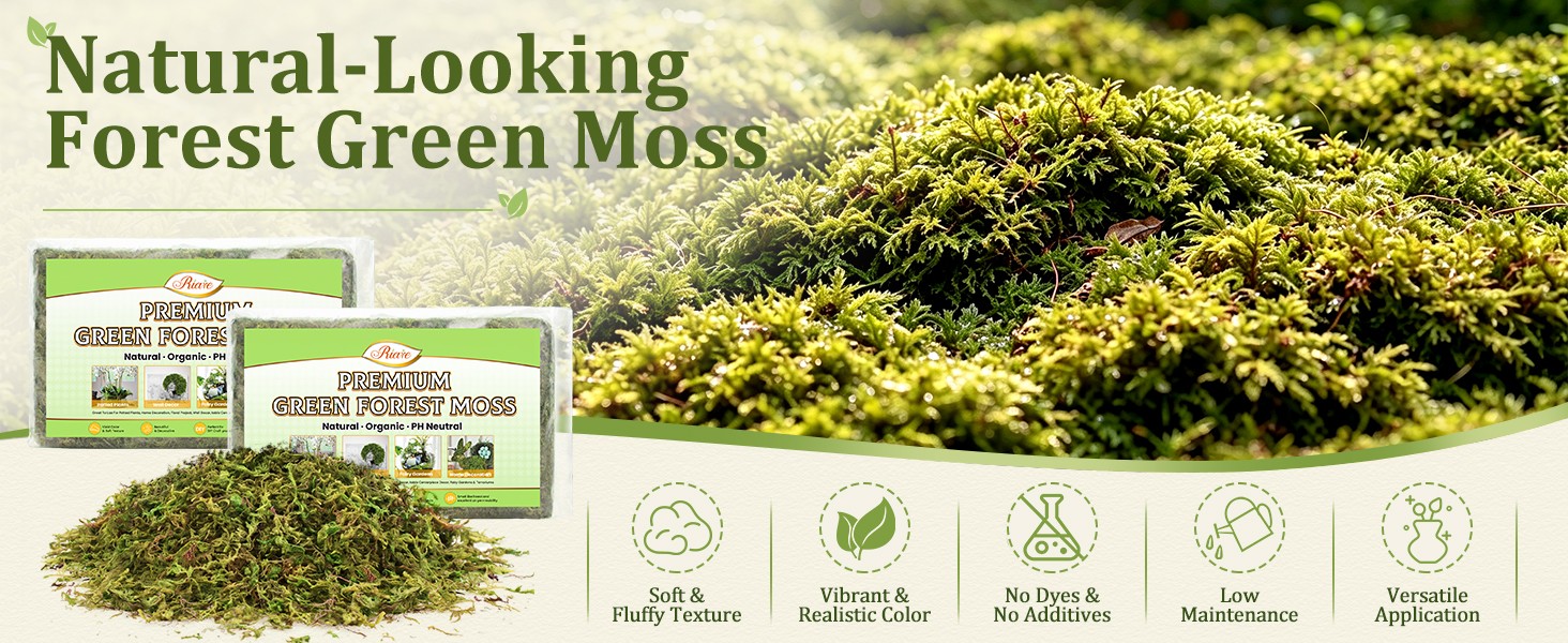 7OZ Natural Moss Artificial Fake Moss Alternative for Plants Indoor | Premium