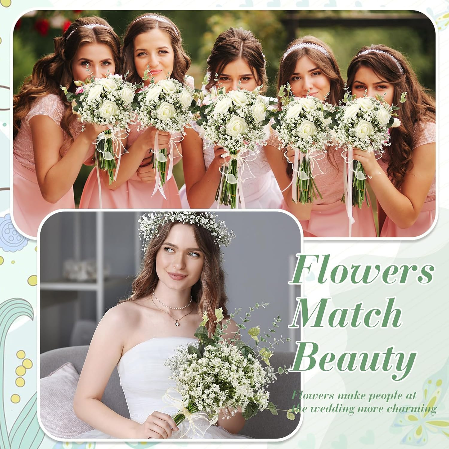 200 Pcs Artificial Baby’s Breath & Eucalyptus Stems for Wedding Decor
