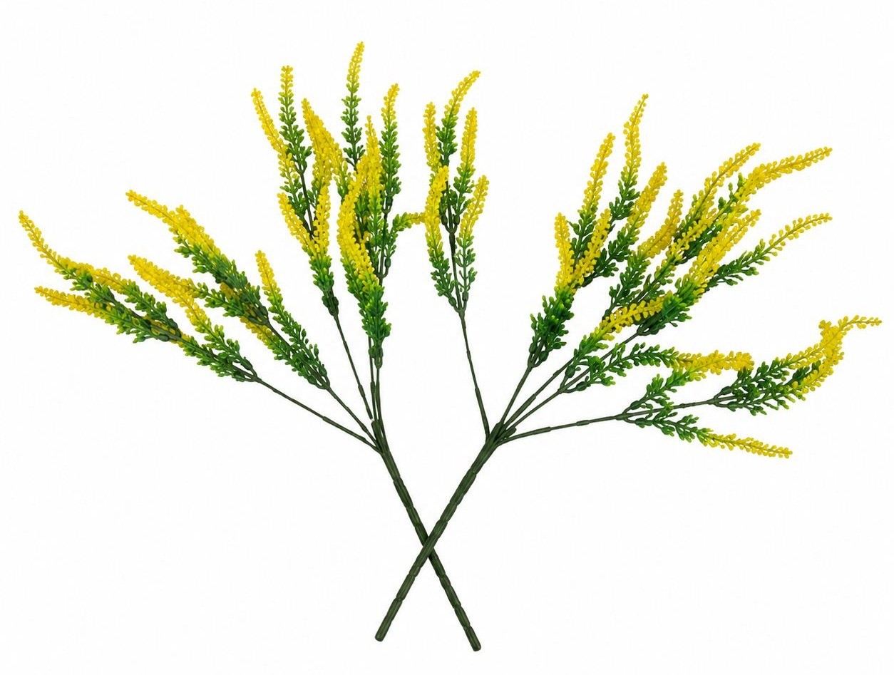 Yellow Faux Lavender Stems, Artificial Salvia Flowers, Faux Greenery Picks, Farm