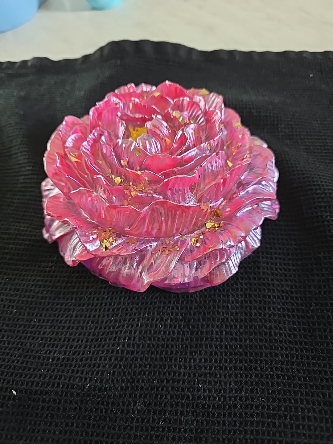Resin 6 Inch Pink Gold Peony Flower Decoration Gift. 583
