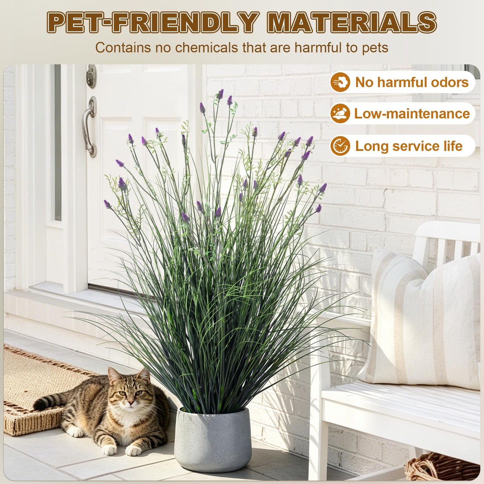 Lifelike Fake Lavender Faux Plastic plantas Synthetic Pampas Grass Indoor Out…