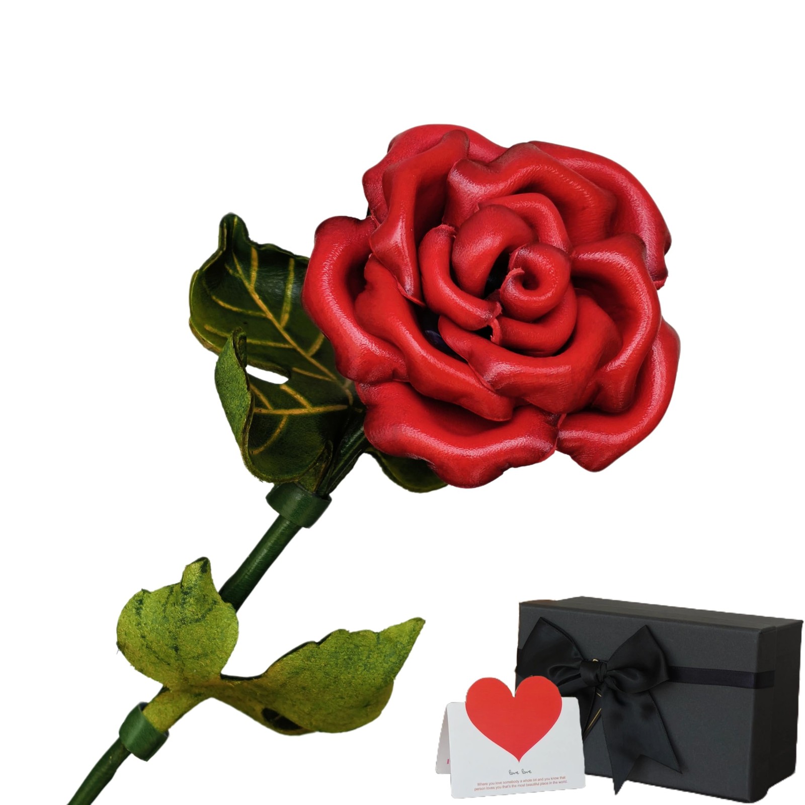 LEATHER ROSE GIFT FOR HER/HIM ON VALENTINES DAY 3RD WEDDING ANNIVERSARY LEATHER