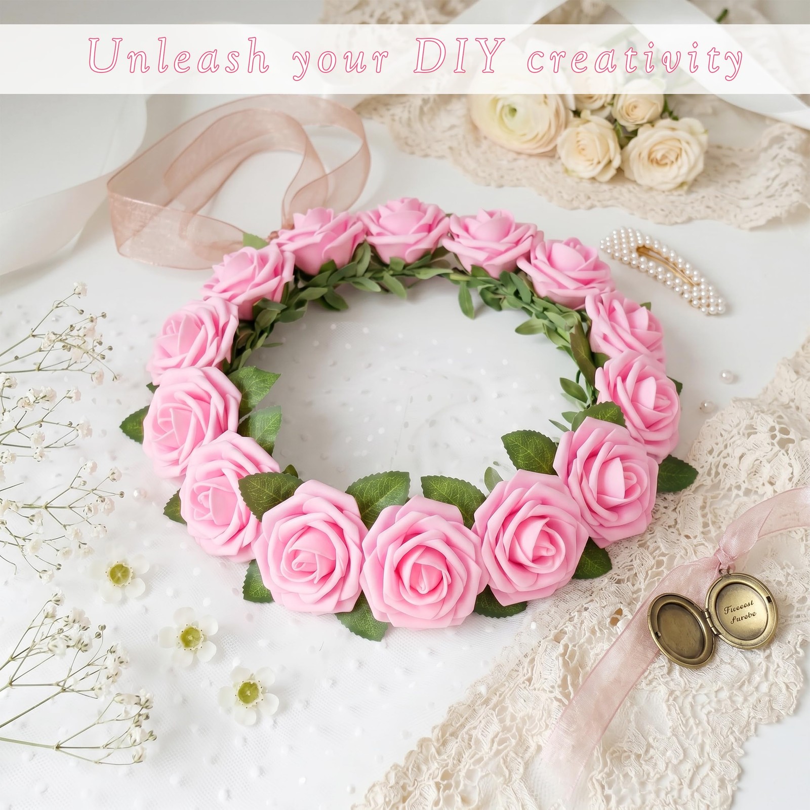 16 Pcs Fake Dark Pink Roses Artificial Flowers