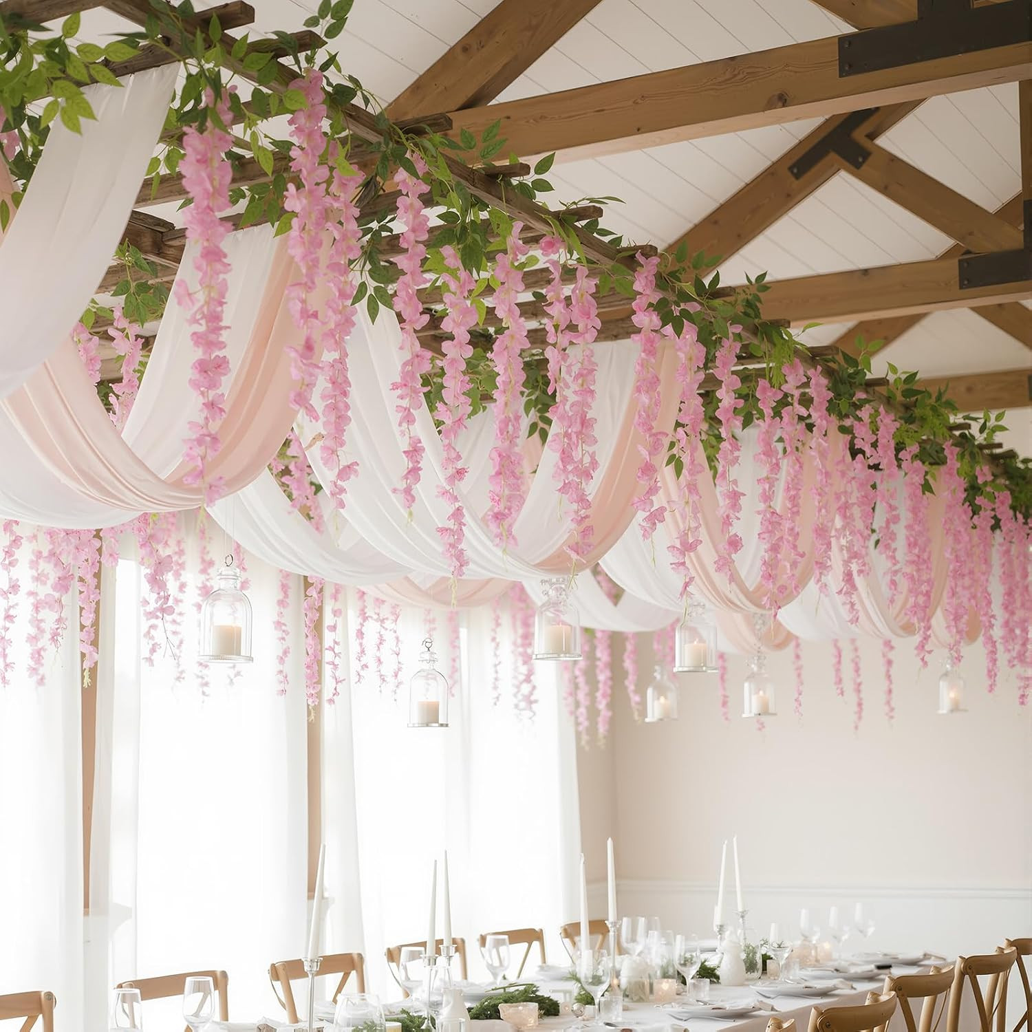 6 Pcs Wisteria Hanging Flowers Vines Fake Hanging Flowers Garland Artificial Wis