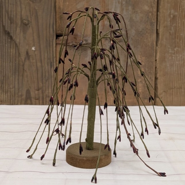 Primitive Burgundy Pip Berry Weeping Willow Tree 7″ Colonial Home Decor