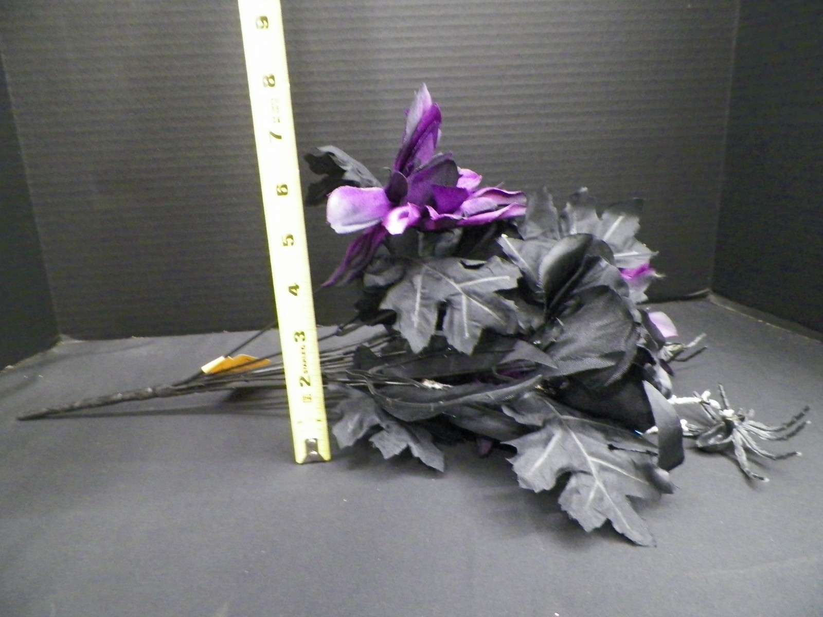 Mainstays Artificial Floral Black Purple Skull Spiders Dahlia Rose Halloween
