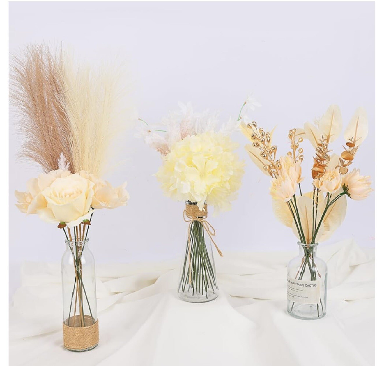 Artificial Champagne Floral Set for Wedding Bouquet, Table Centerpiece (T-15)