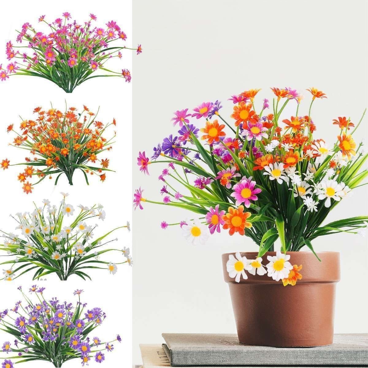 10Pack Artificial Flowers Fake Daisy Home Garden Colorful Plants Shrubs Decor