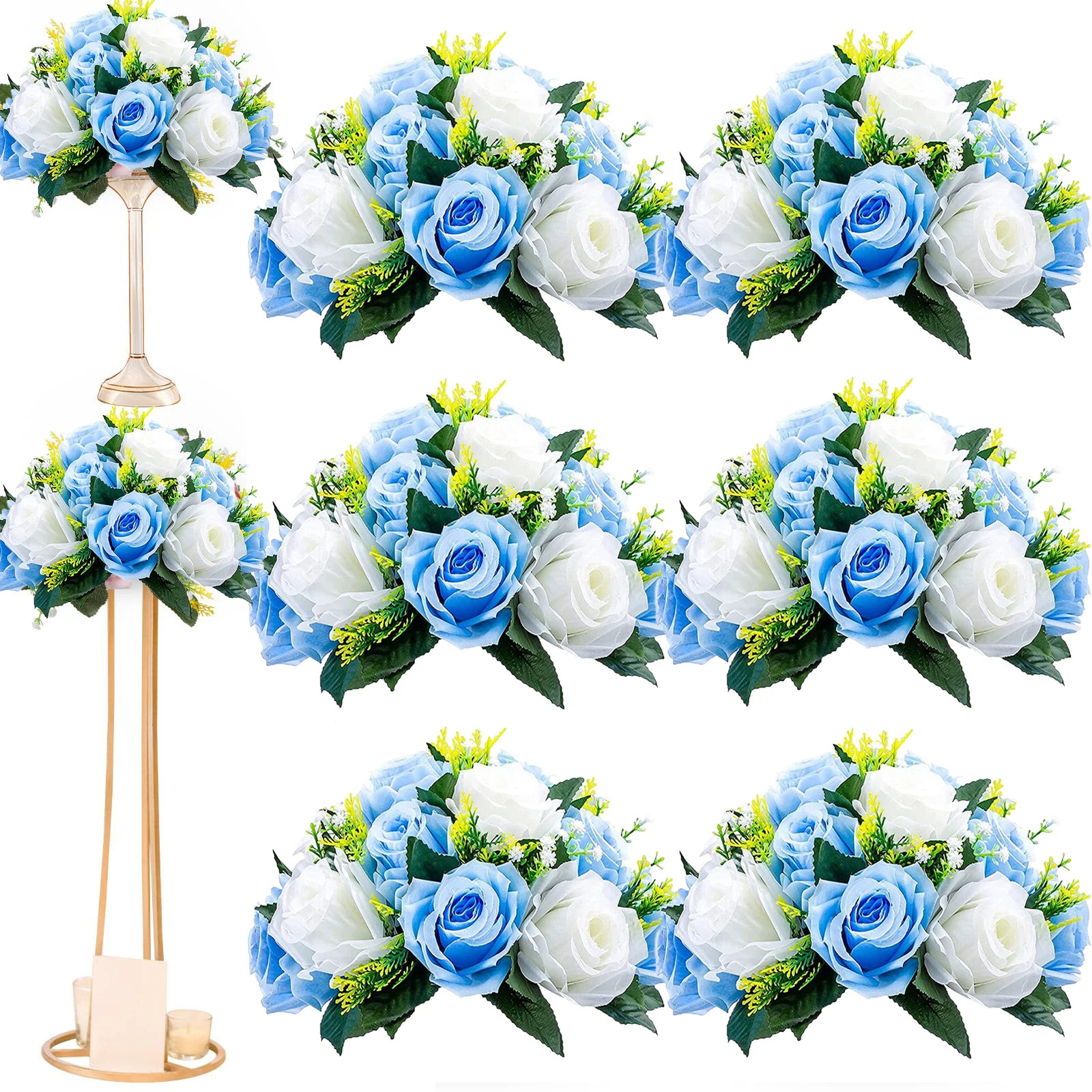 6Pcs Artificial Flowers Ball Centerpiece Table Decorations Rose Ball for Wedddin