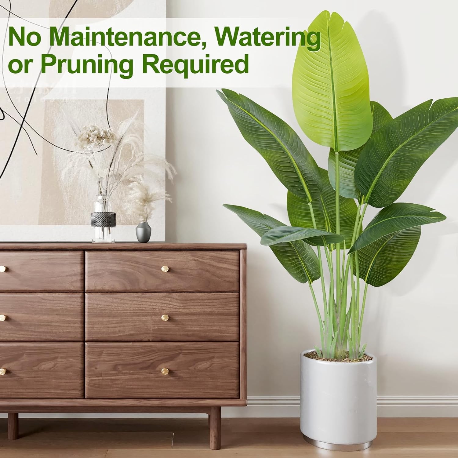 Lifelike Bird of Paradise Artificial Plant 4ft Faux Banana Leaf Tree with 9