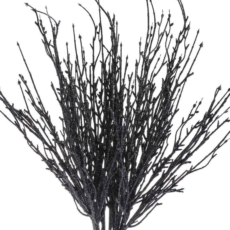 Package of 12 Black Glittery Artificial Twig 22″ Branches
