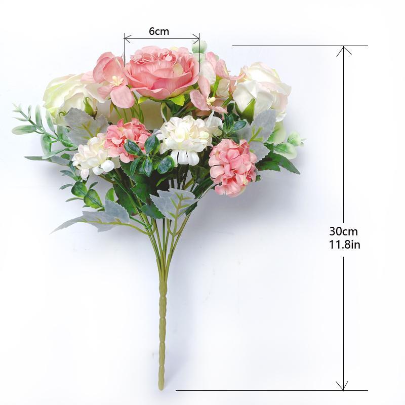 7-head Silk Peony Rose & Hydrangea Bouquet – Elegant Decor for Home & Events