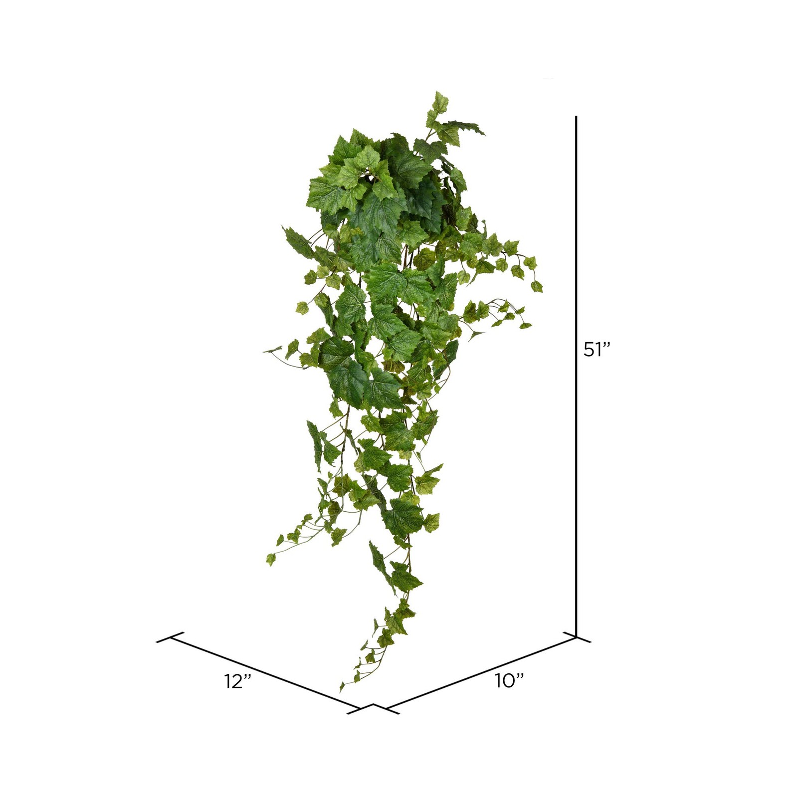 Vickerman 51″ Fabric Artificial Grape Leaf Ivy Hanging Bush in Green