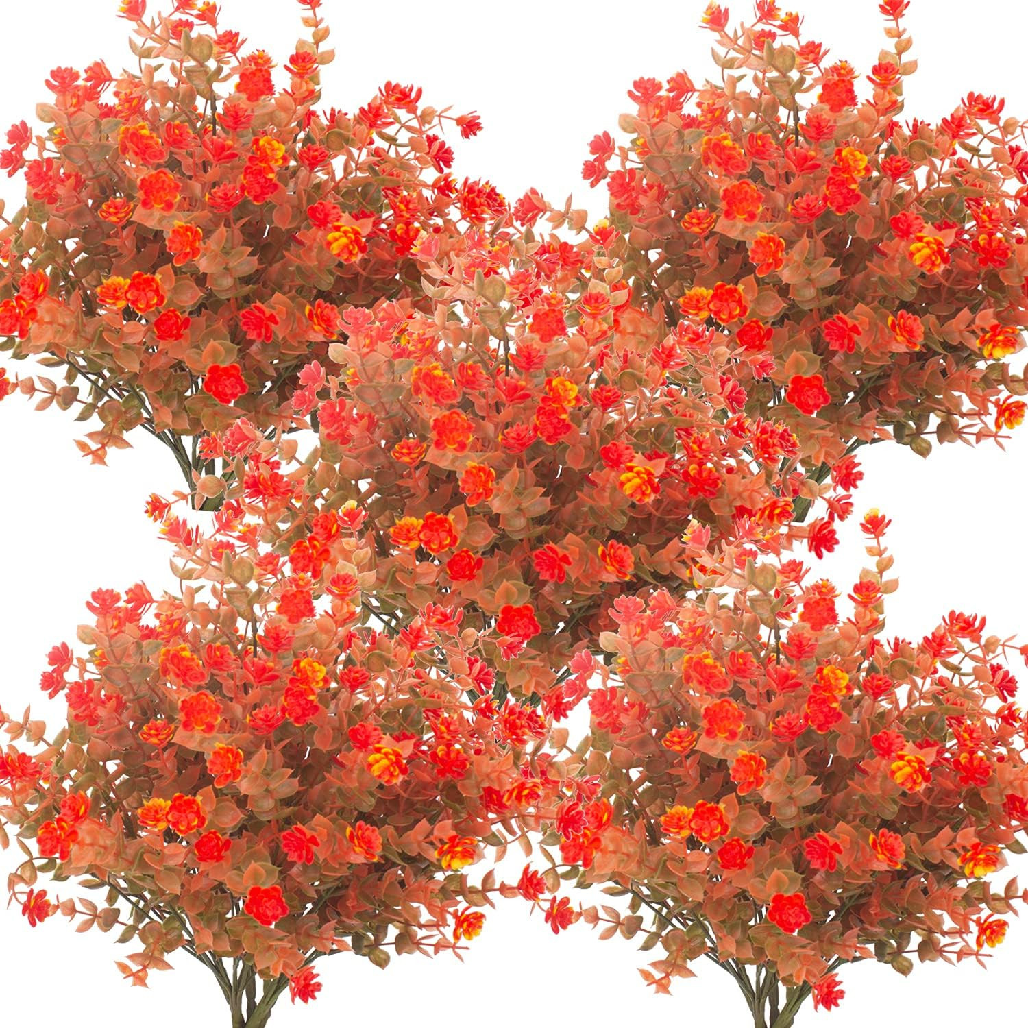 Artificial Fall Flowers, Fake Outdoor UV Resistant Autumn Plants for Home Kitche