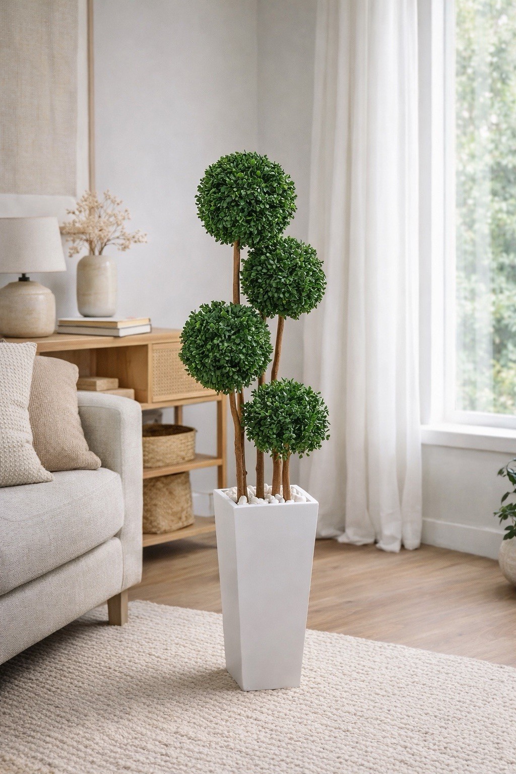 4’ Boxwood Topiary Artificial Tree in Planter (Indoor/Outdoor)