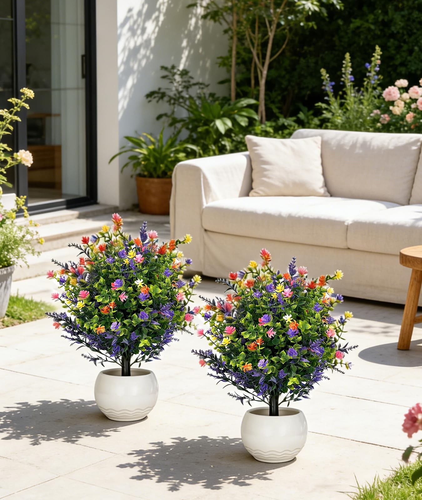2 Pack Artificial Petunia Flowers in Pots – 23” Tall Realistic Faux Plants, …
