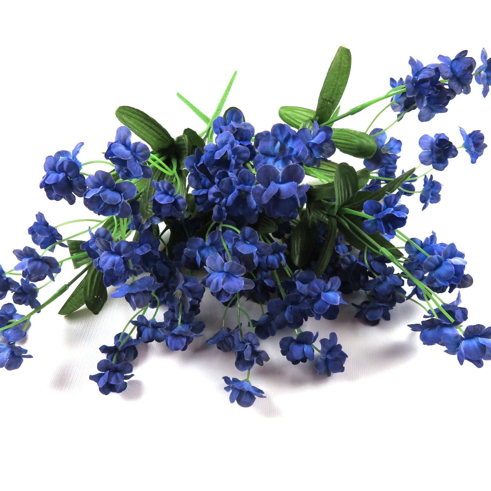 Mixed bouquet of artificial flowers, yellow & orange daisies, blue, 7 bundles