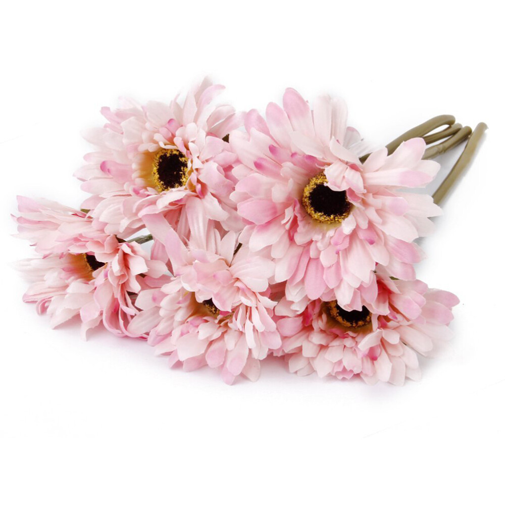 5pcs Artificial Gerbera Daisy Flower for Wedding Home Decoration (Pink)
