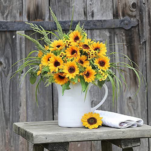 Artificial Sunflower Bouquets,2 Bunches Fake Wildflowers for Baby Shower Home