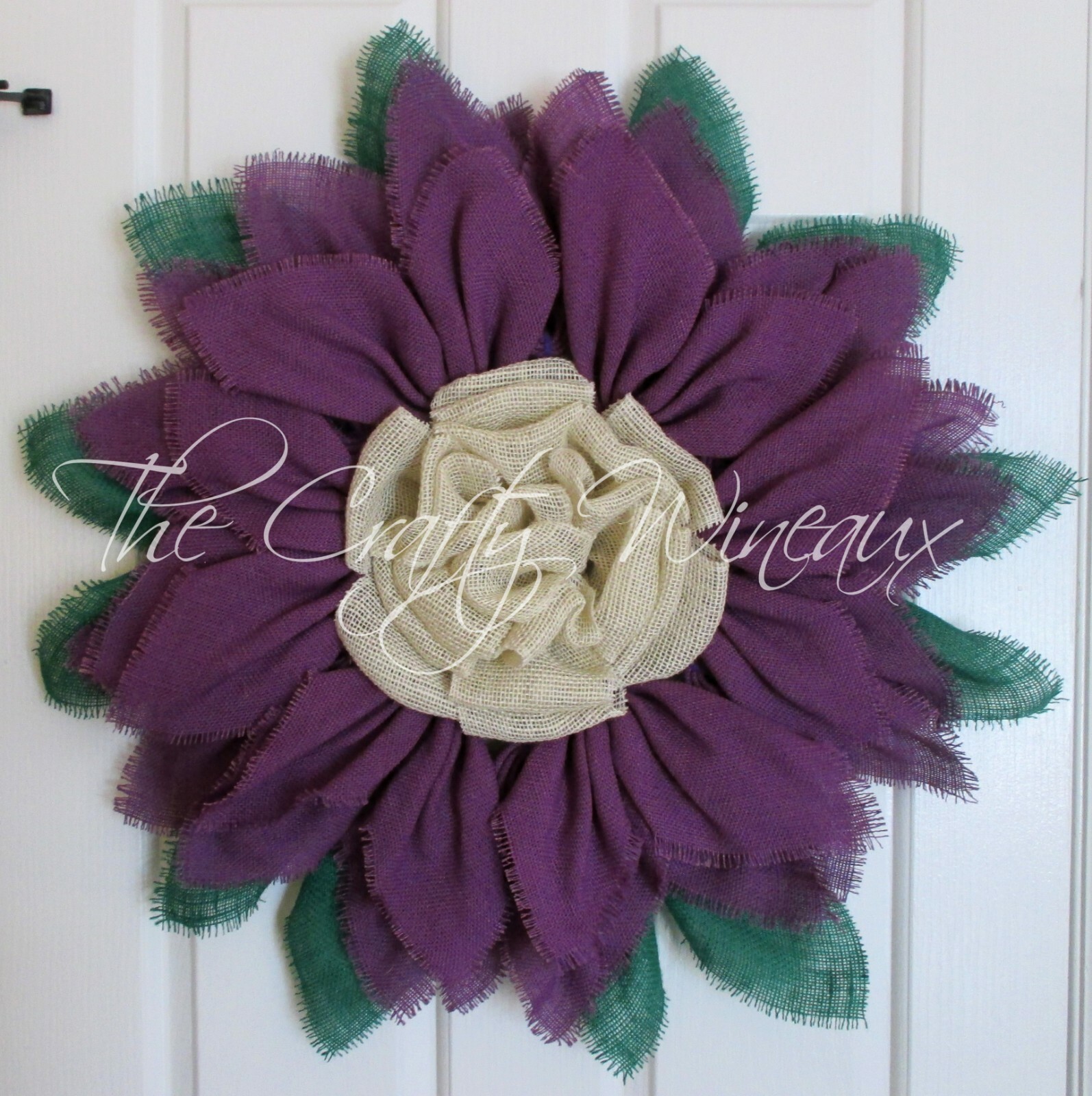 The Crafty Wineaux – Rich Purple Burlap Sunflower Wreath – Large 25″