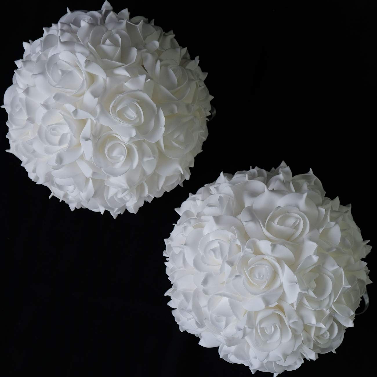 2 PCS 8 Inch White Artificial Rose Kissing Flower Ball DIY Wedding Party Decor