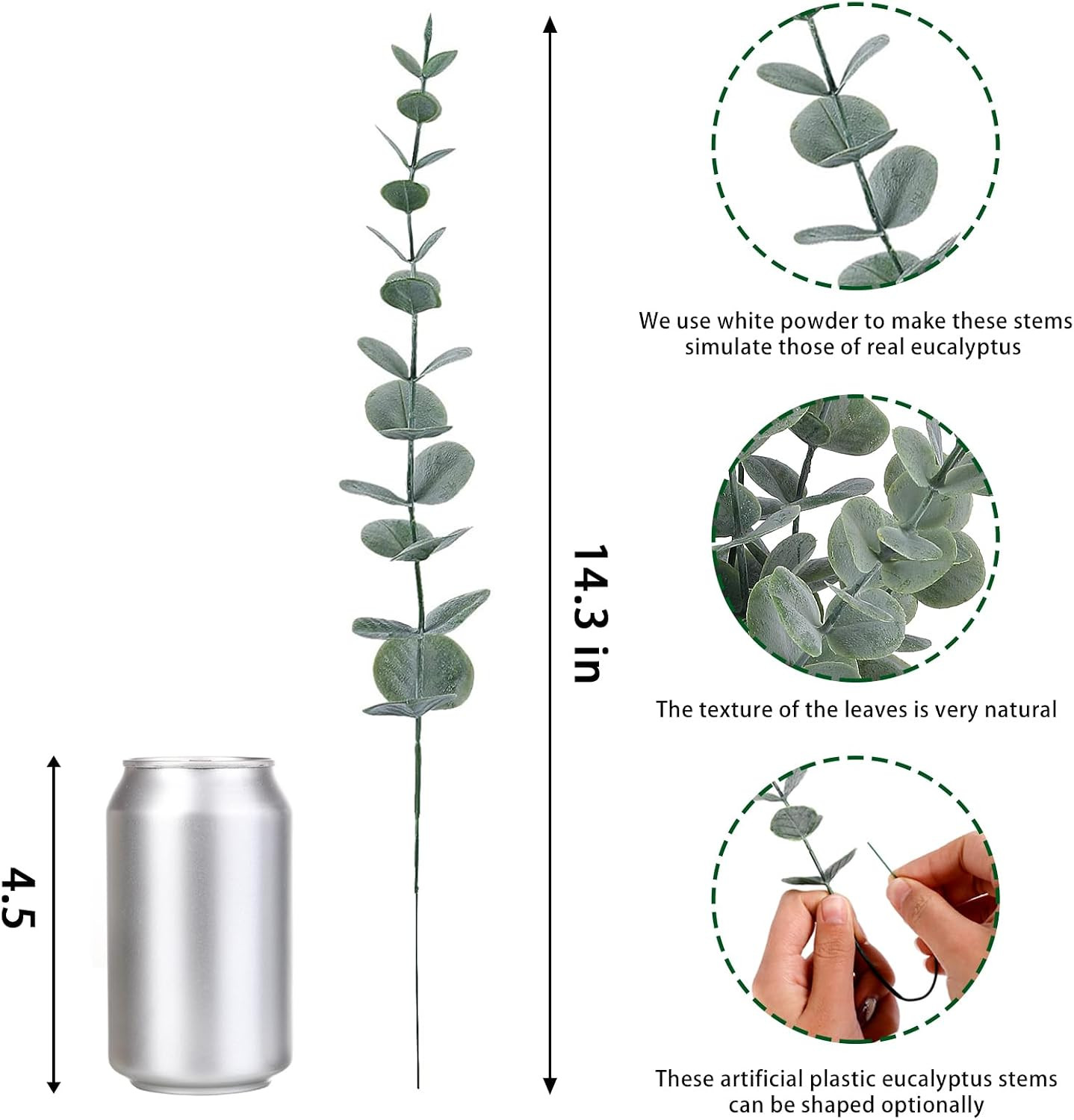 24Pcs Eucalyptus Stems Artificial Eucalyptus Leaves Fake Greenery Branches Fake