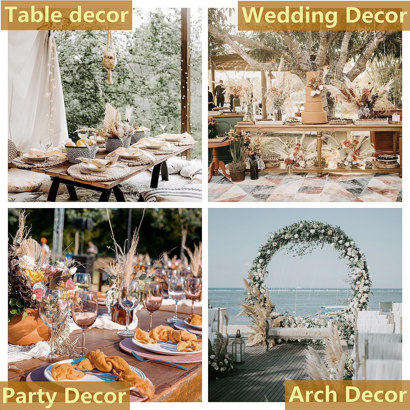 Dried Pampas Grass Decor, 128PCS Pampas Grass with Bunny Tails Dried Flowers,…