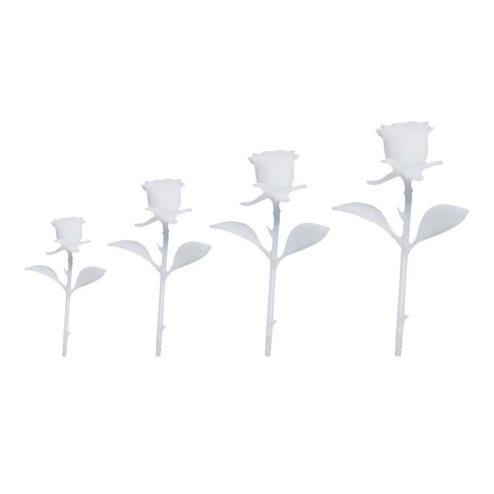 4PCS DIY Handmade 3D Rose Ornament Mini Rose Model Crystal Glue (White)
