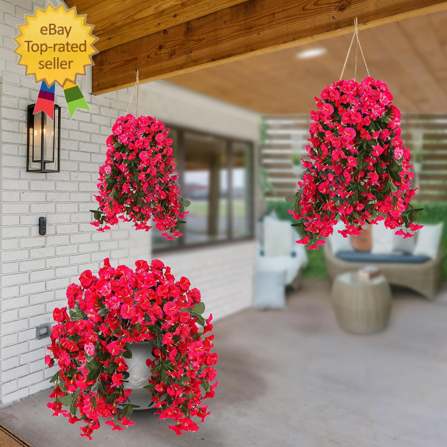 Artificial Fake Hanging Flowers Plants for Outdoor outside Spring Summer Decorat