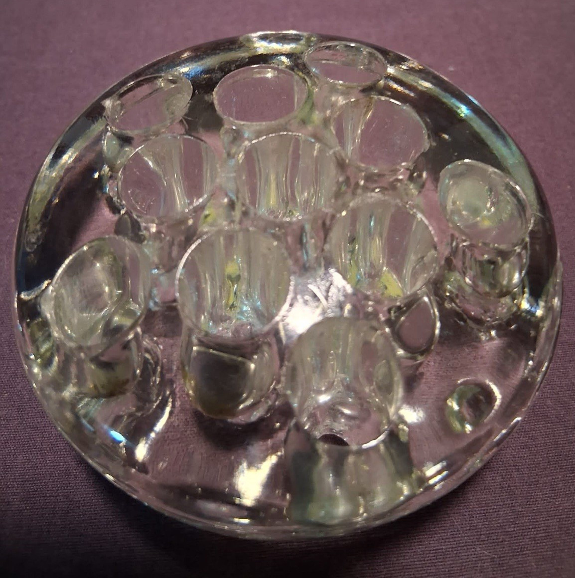 Clear Glass Flower Frog Multi-Hole Floral Arranger 3.5 in W x 1.5 in H