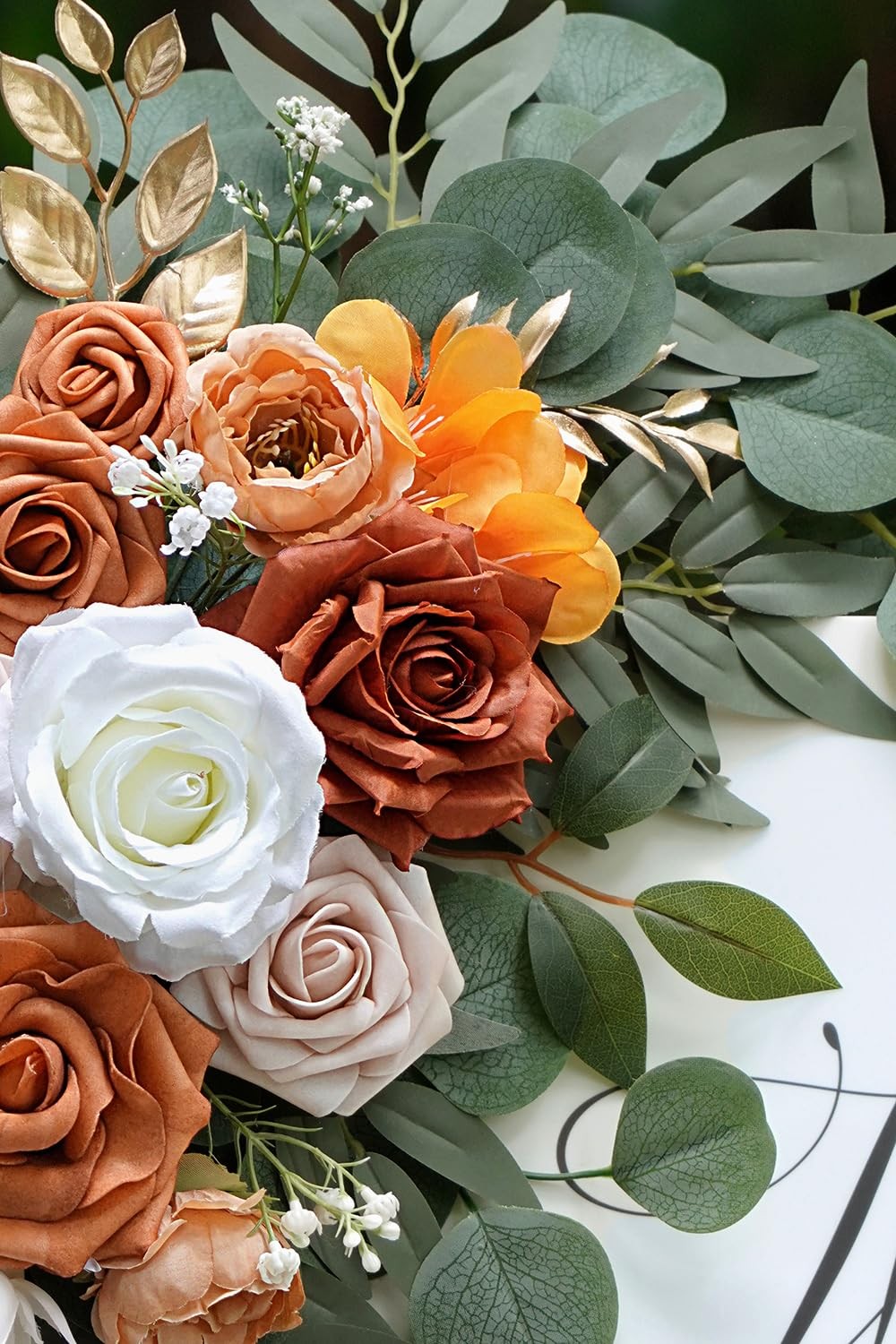 Artificial Flower Swag Set Of 2 Burnt Orange Wedding Arch Welcome Decor