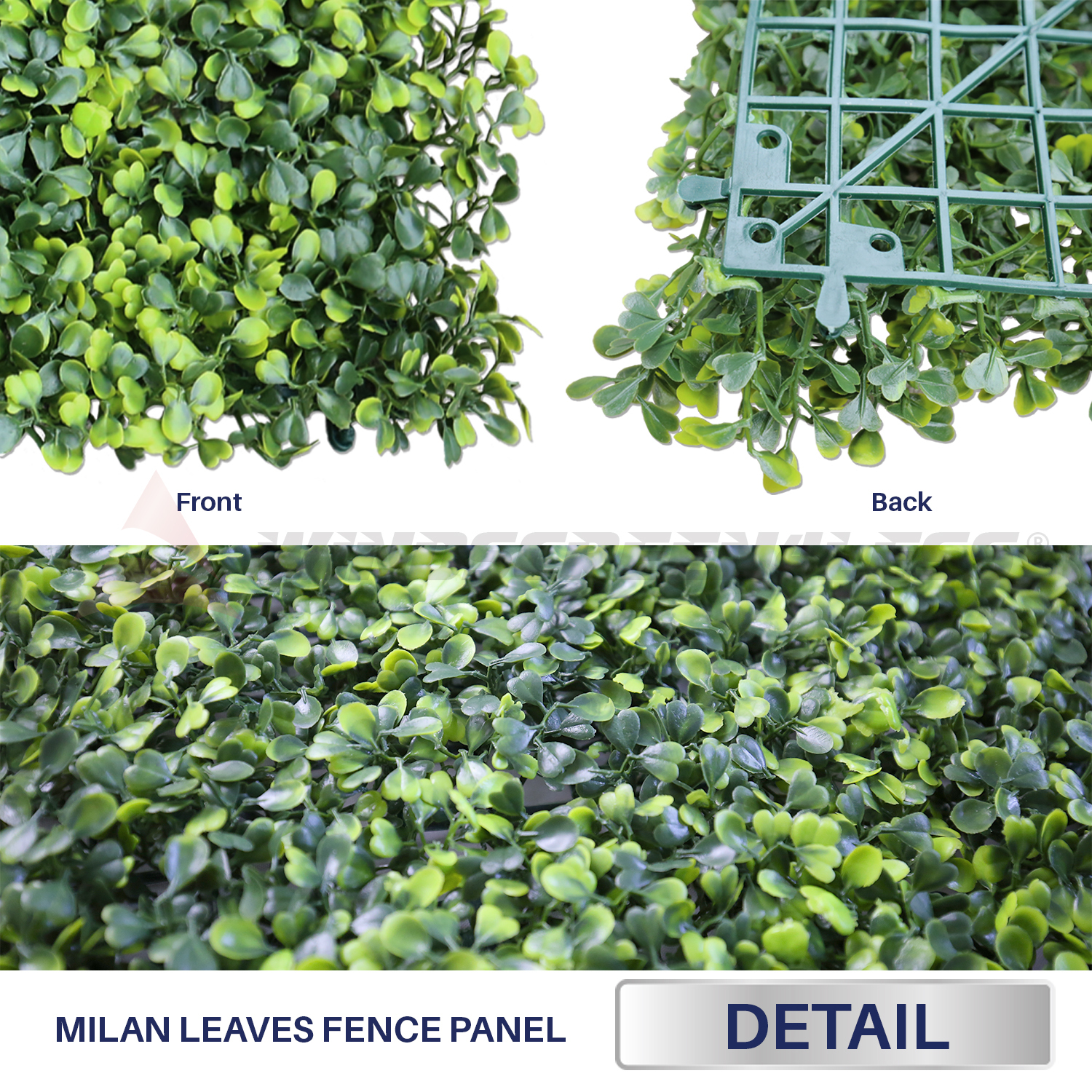 Artificial Faux Boxwood Milan Leaves Leaf Decorative Fence Screen 20” x 20″