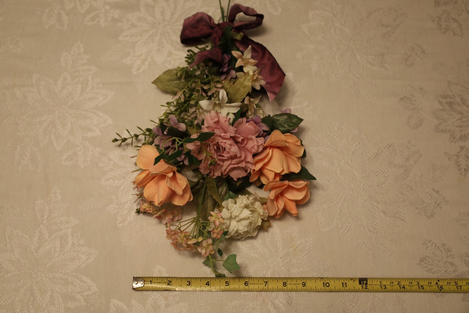 Spring Silk Floral Door Hanger or Wall Arrangement in Purples and Pinks