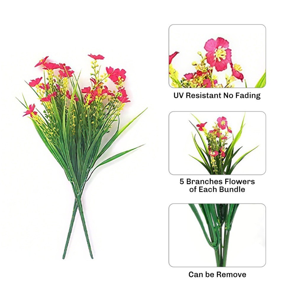 12 Bundles Artificial Plastic Flowers Outdoor UV Resistant Faux Wildflower Daisy