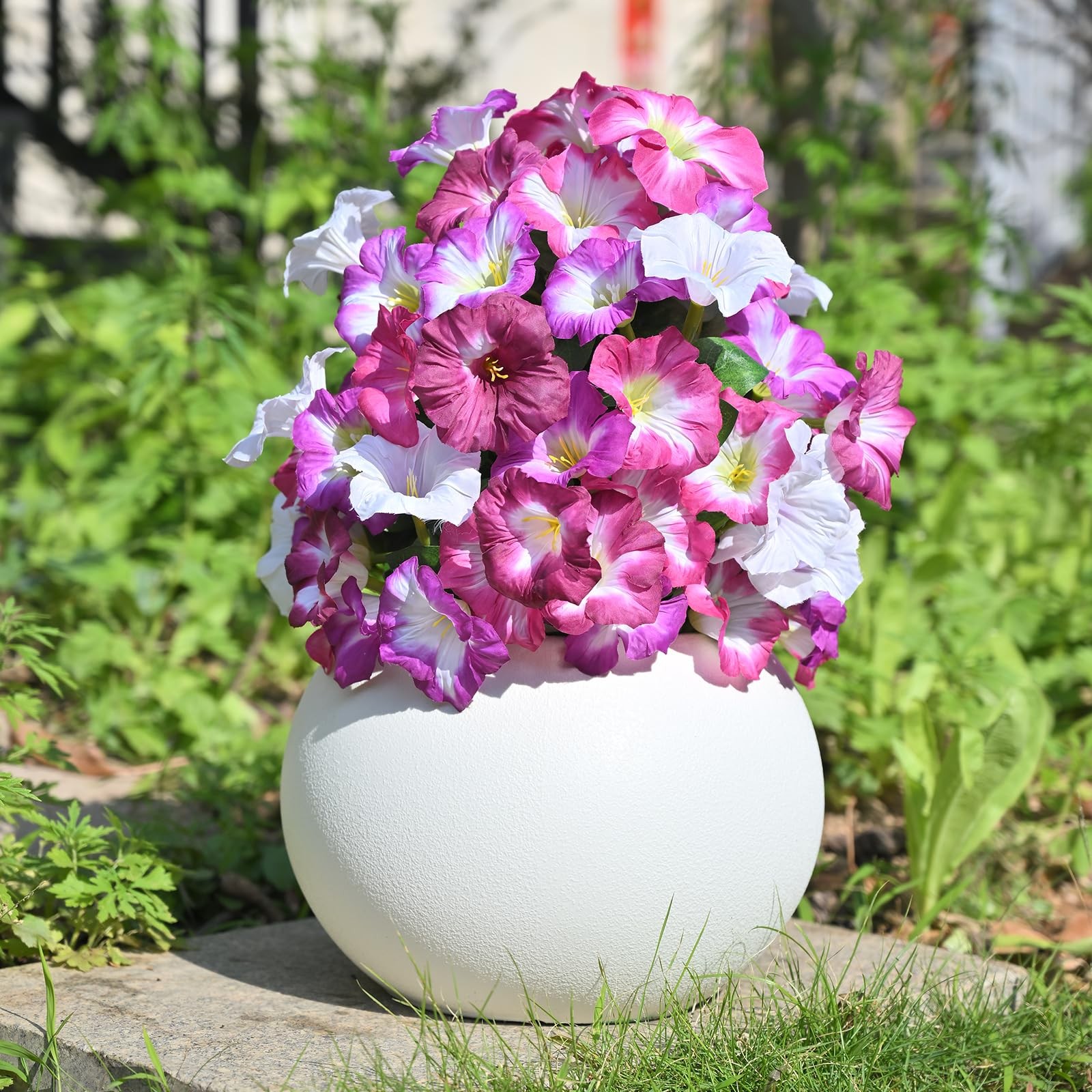 Artificial Topiary Ball Trees for Outdoors, Set of 2 Artificial Petunia Shrub…